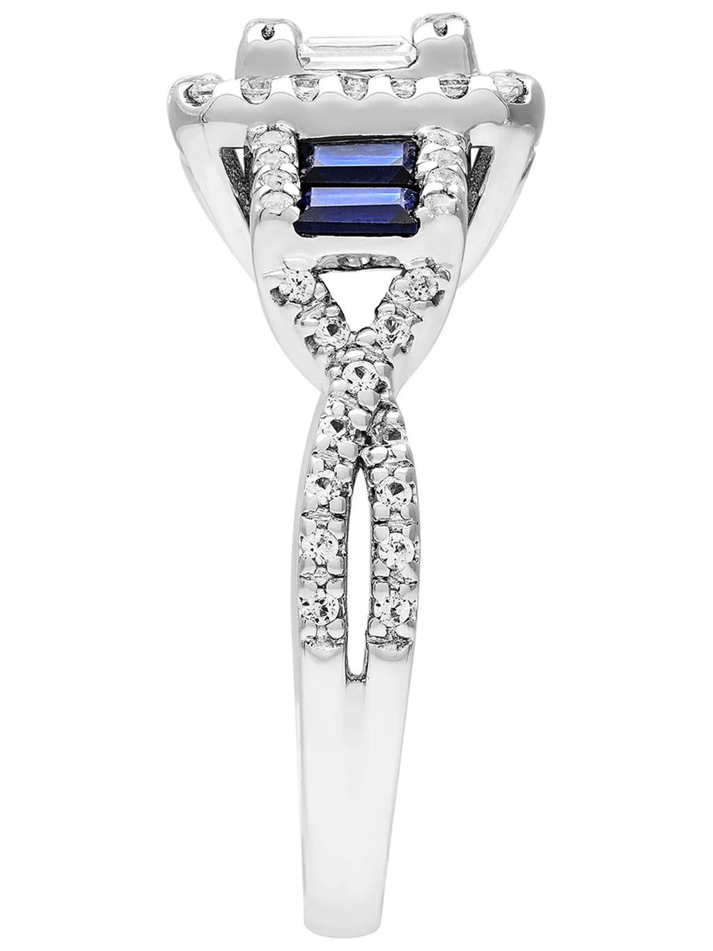 1 1/5 Carat TGW Created Blue and White Sapphire Engagement Ring in Sterling Silver S26272