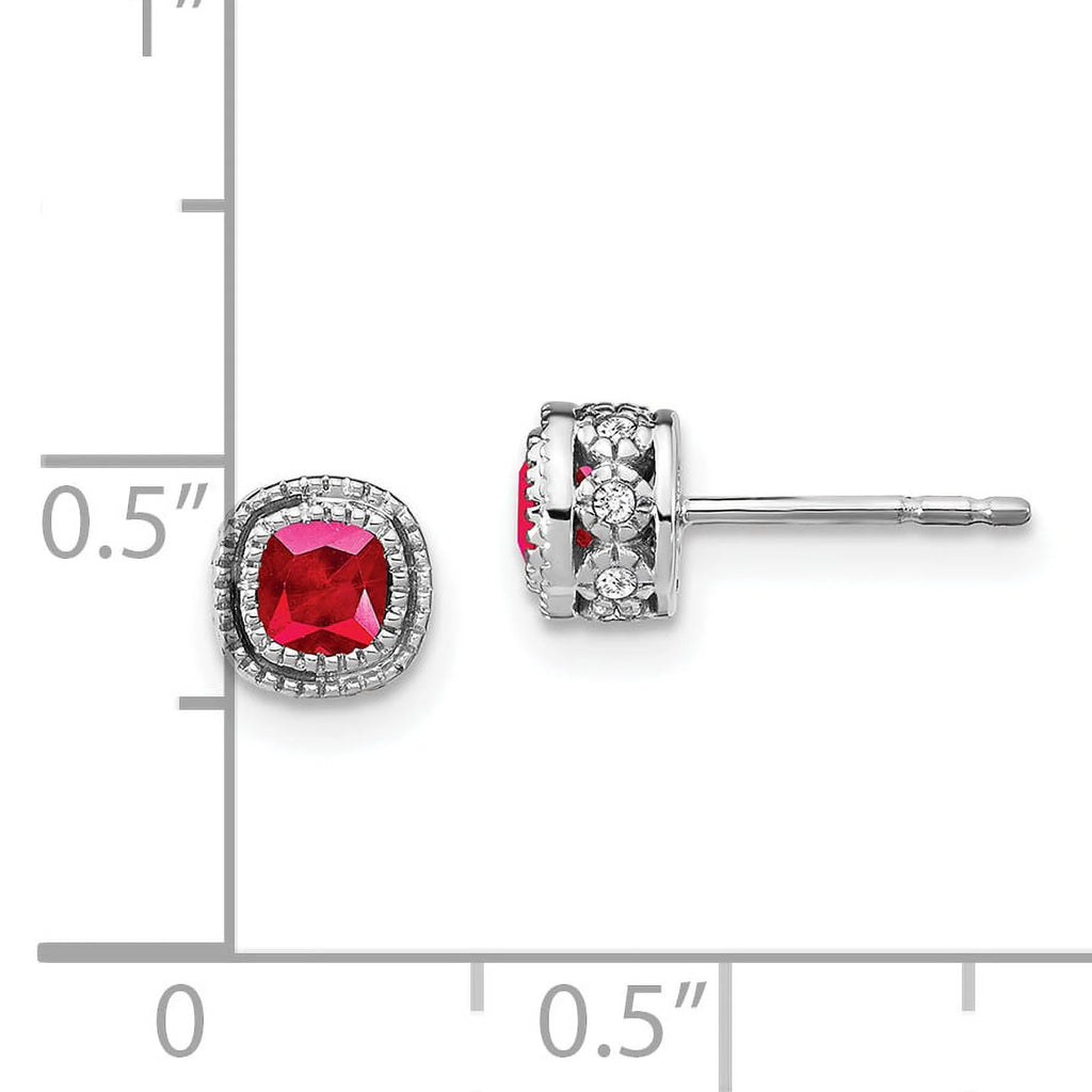 10K White Gold Ruby and Diamond Earrings F5146