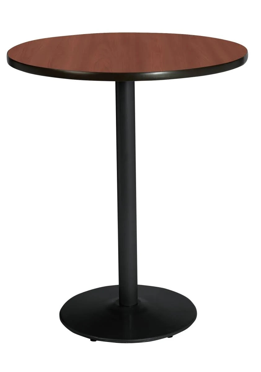 Round Pedestal Table with Mahogany Top Black Base A57001
