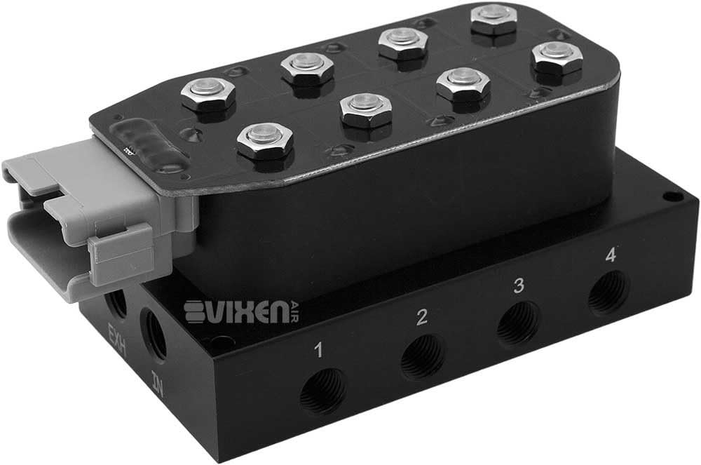 8 Valve Suspension Manifold with Two Dual Needle Black Gauges, 3/8" OD Hose 100 FT, 1/4" OD Hose 50 FT and Fittings H8548