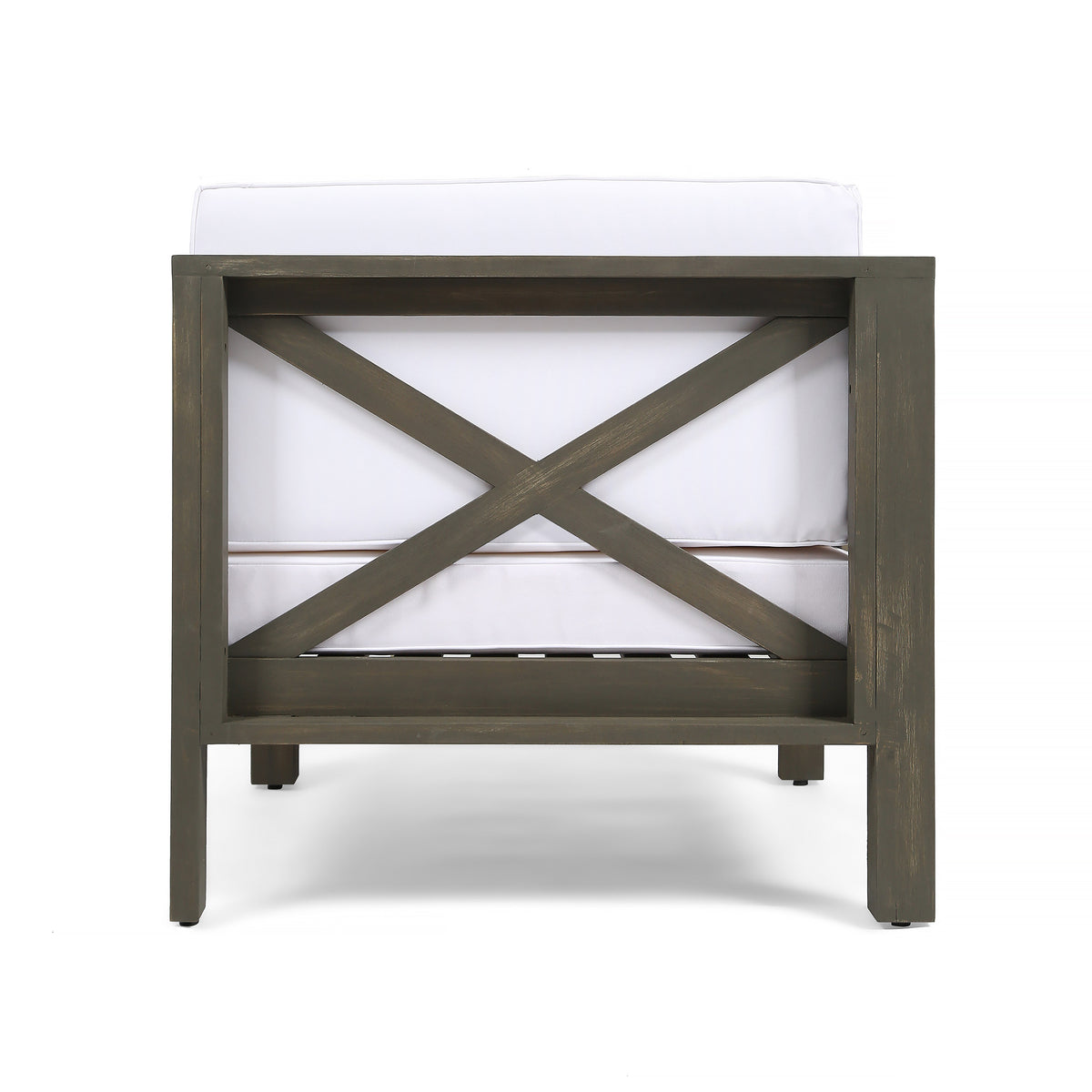 Gray and White Acacia Wood Sectional Loveseat with Coffee Table O300