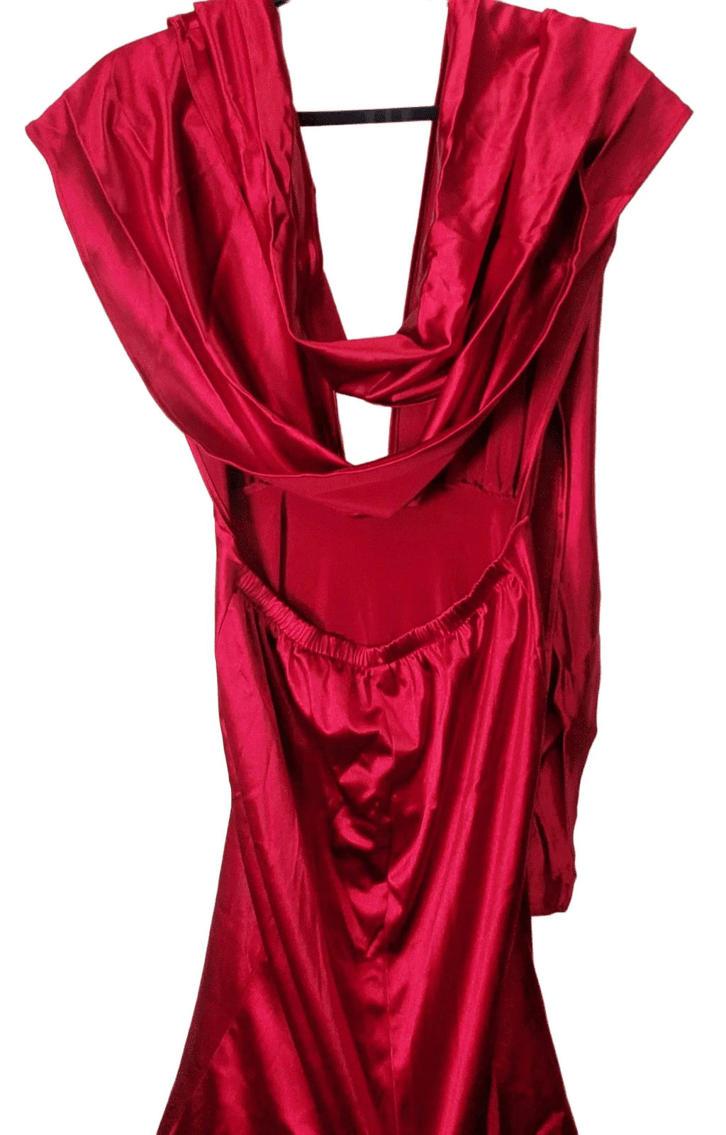 Red Medium V Neck Sleeveless Long Halter Dress P90988