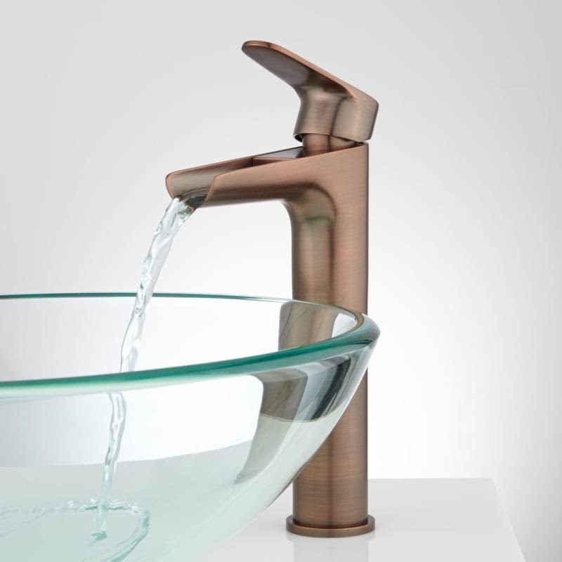 Oil Rubbed Bronze Waterfall Vessel Bathroom Faucet with Pop-Up Drain Assembly O828525