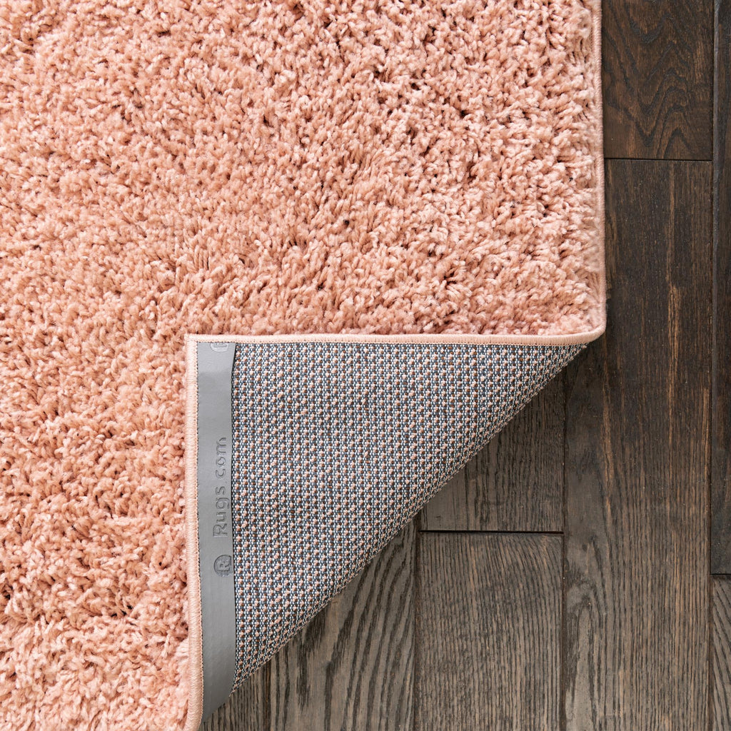 Rose Pink Solid Square Shag Area Rug R54107