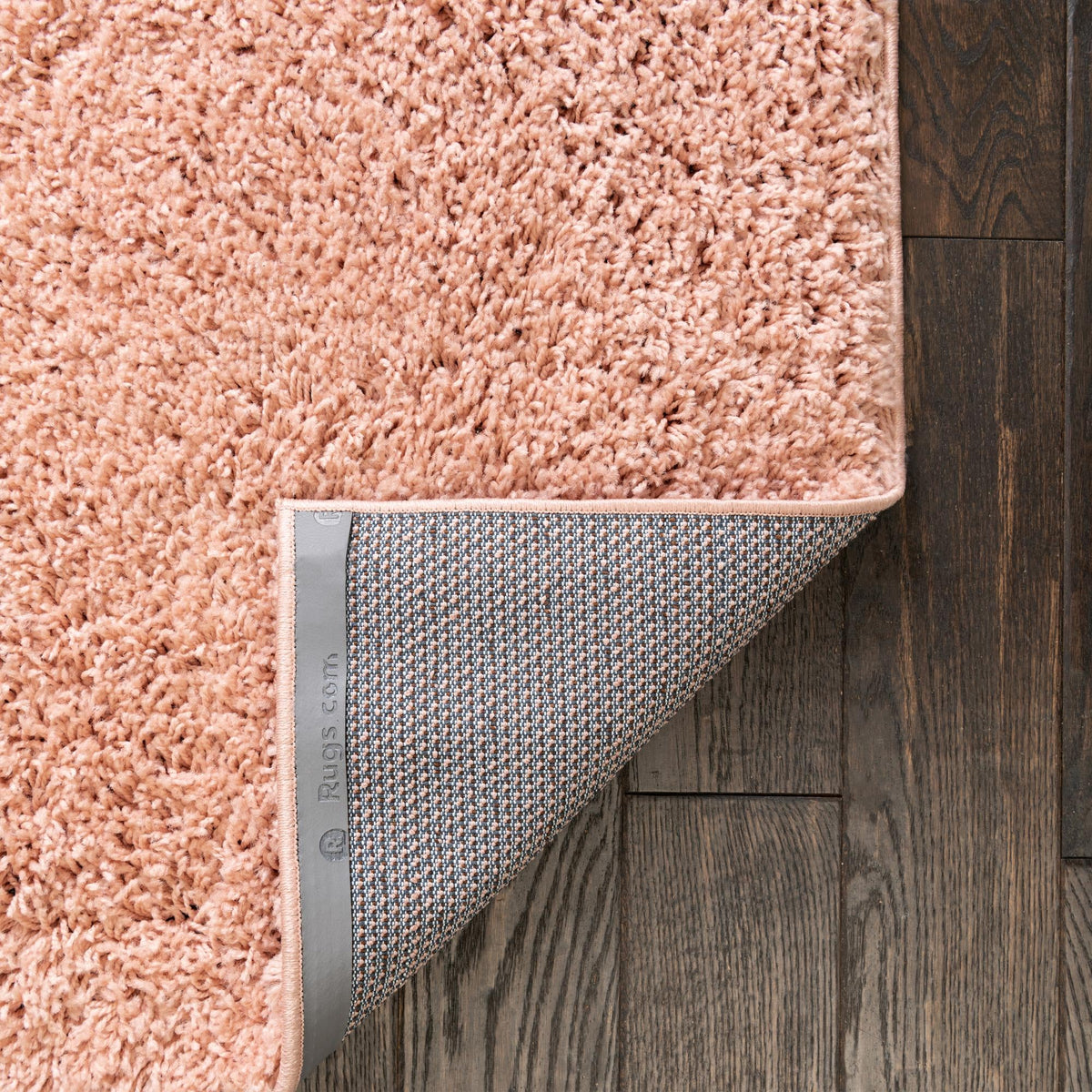 Rose Pink Solid Square Shag Area Rug R54107