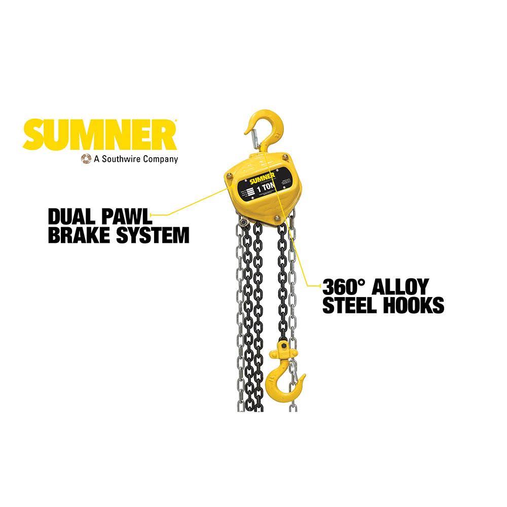 1 Ton Chain Hoist with 15 ft. Chain Fall D345
