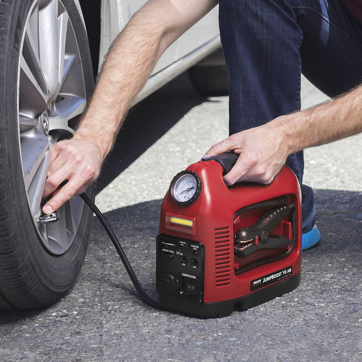 Battery Jump Starter Portable Power Supply, Air Compressor, Battery Bank and Tire Inflator Z666283