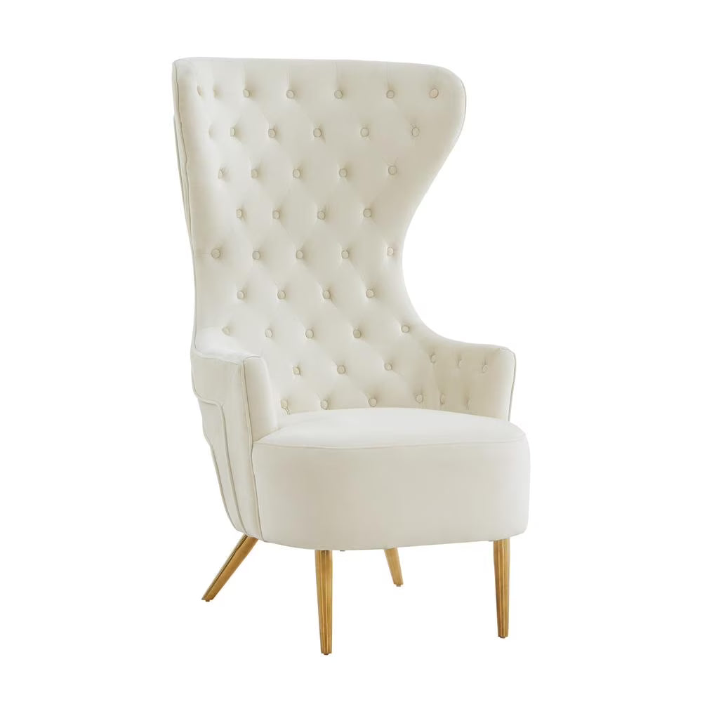Cream Velvet Wingback Chair Z802
