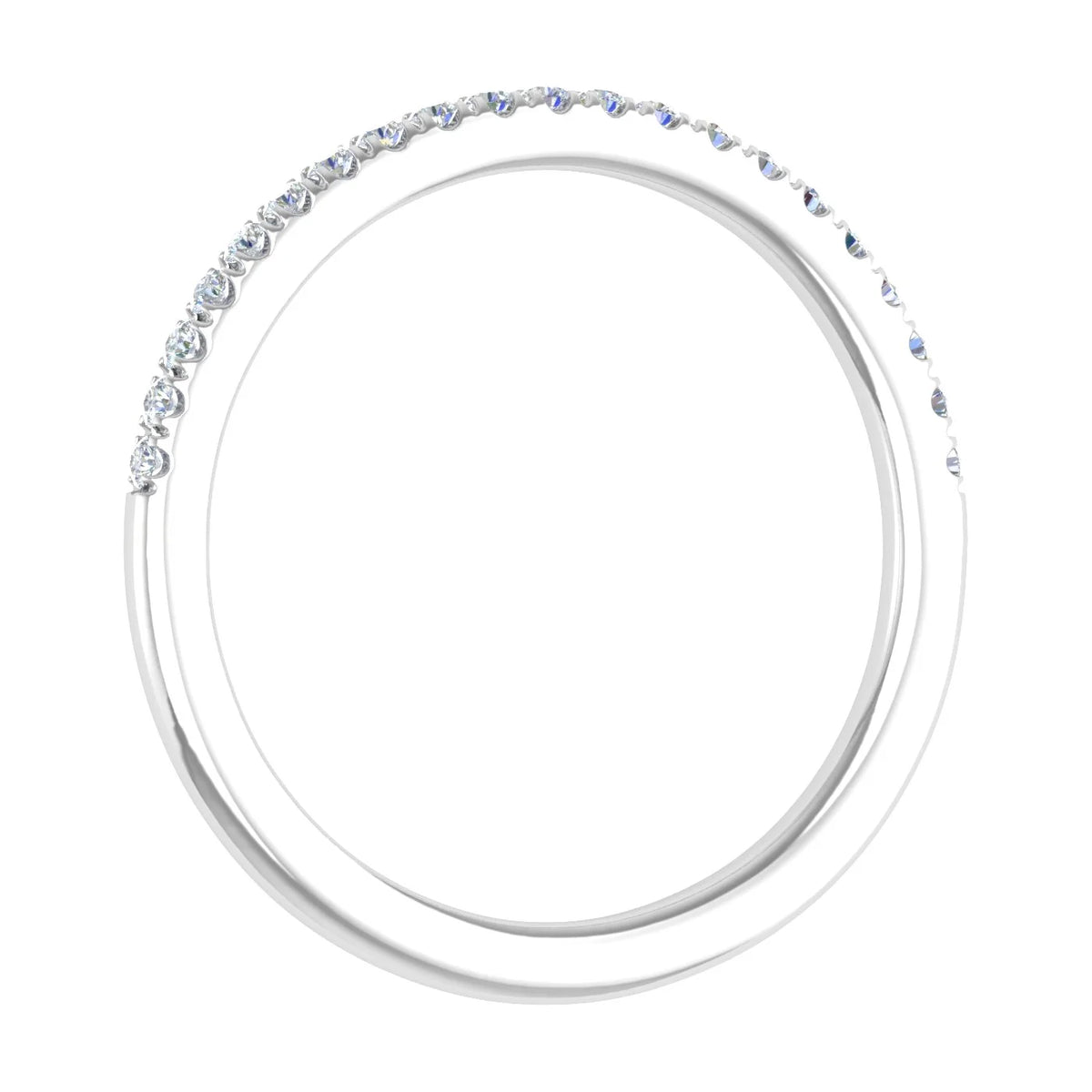 14K White Gold Half Eternity Diamond Wedding Band Ring H97687