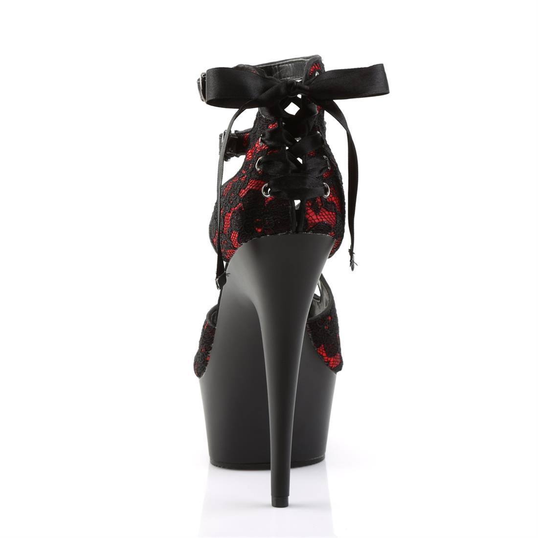 Red Satin-lace Black Matte Heels S579548