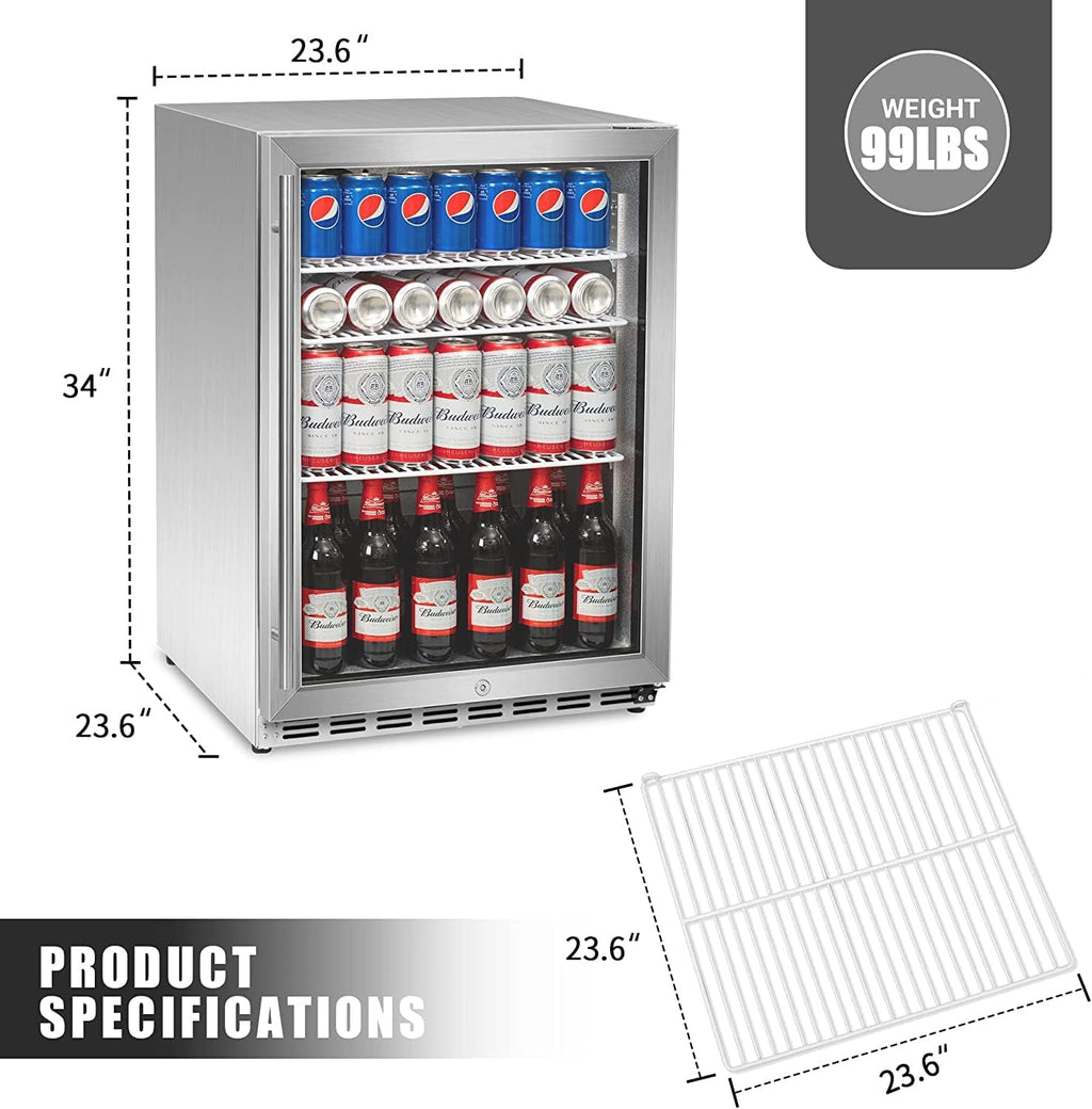 24 inch Built-in or Free Standing 160 Cans Beverage Refrigerator N958021