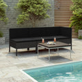 3 Piece Poly Rattan Outdoor Sectional Sofa Set with Cushions Steel Frame A13729