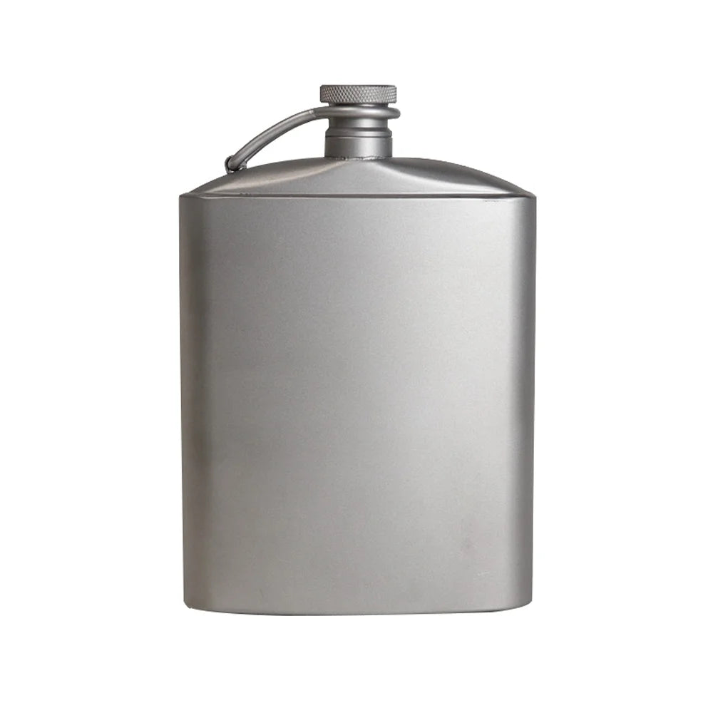 Titanium Flask Hip Flagon with Screw Clip Ultralight Hydration Flat Bottle with Ti Funnel H46441