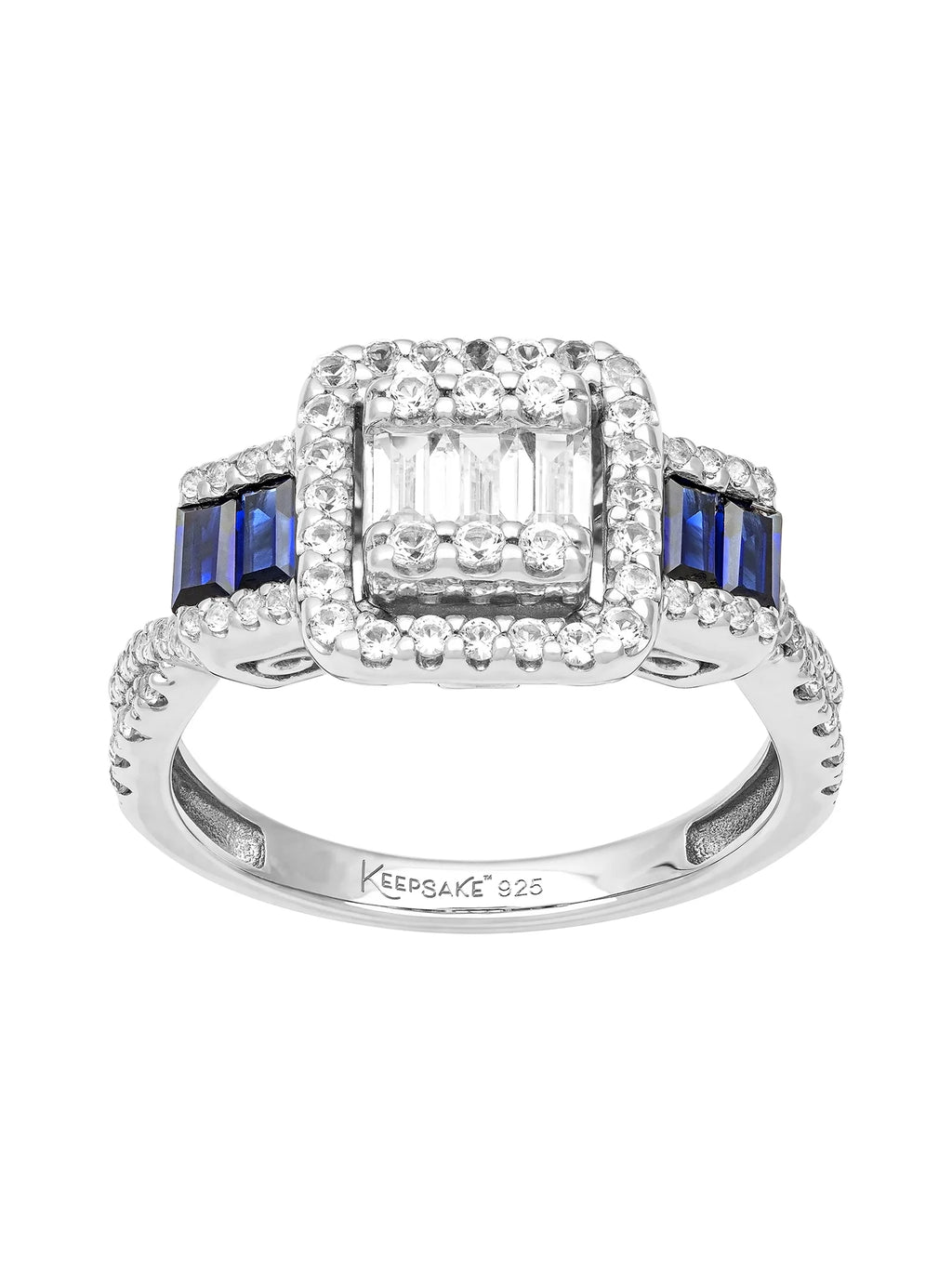1 1/5 Carat TGW Created Blue and White Sapphire Engagement Ring in Sterling Silver S26272
