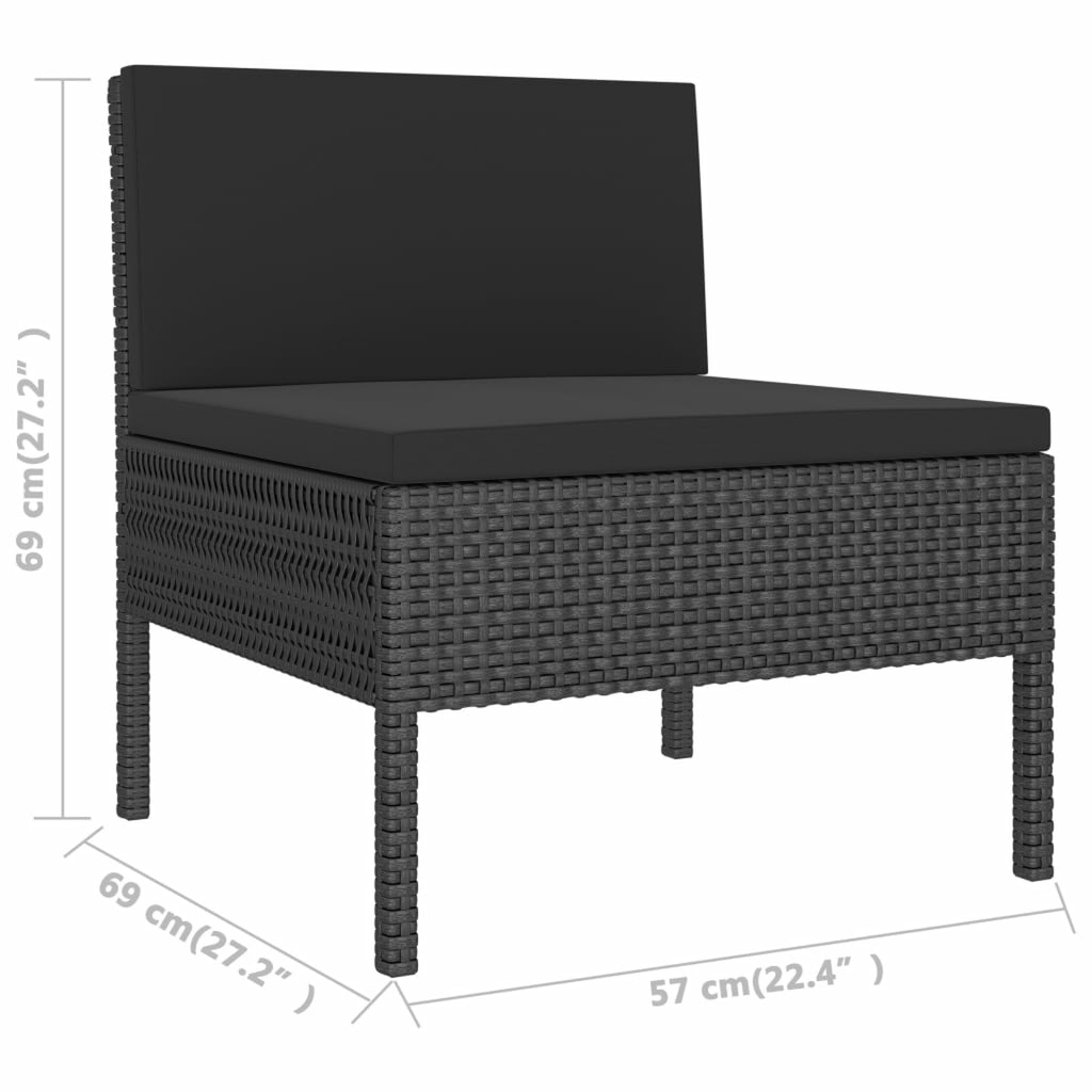 3 Piece Poly Rattan Outdoor Sectional Sofa Set with Cushions Steel Frame A13729