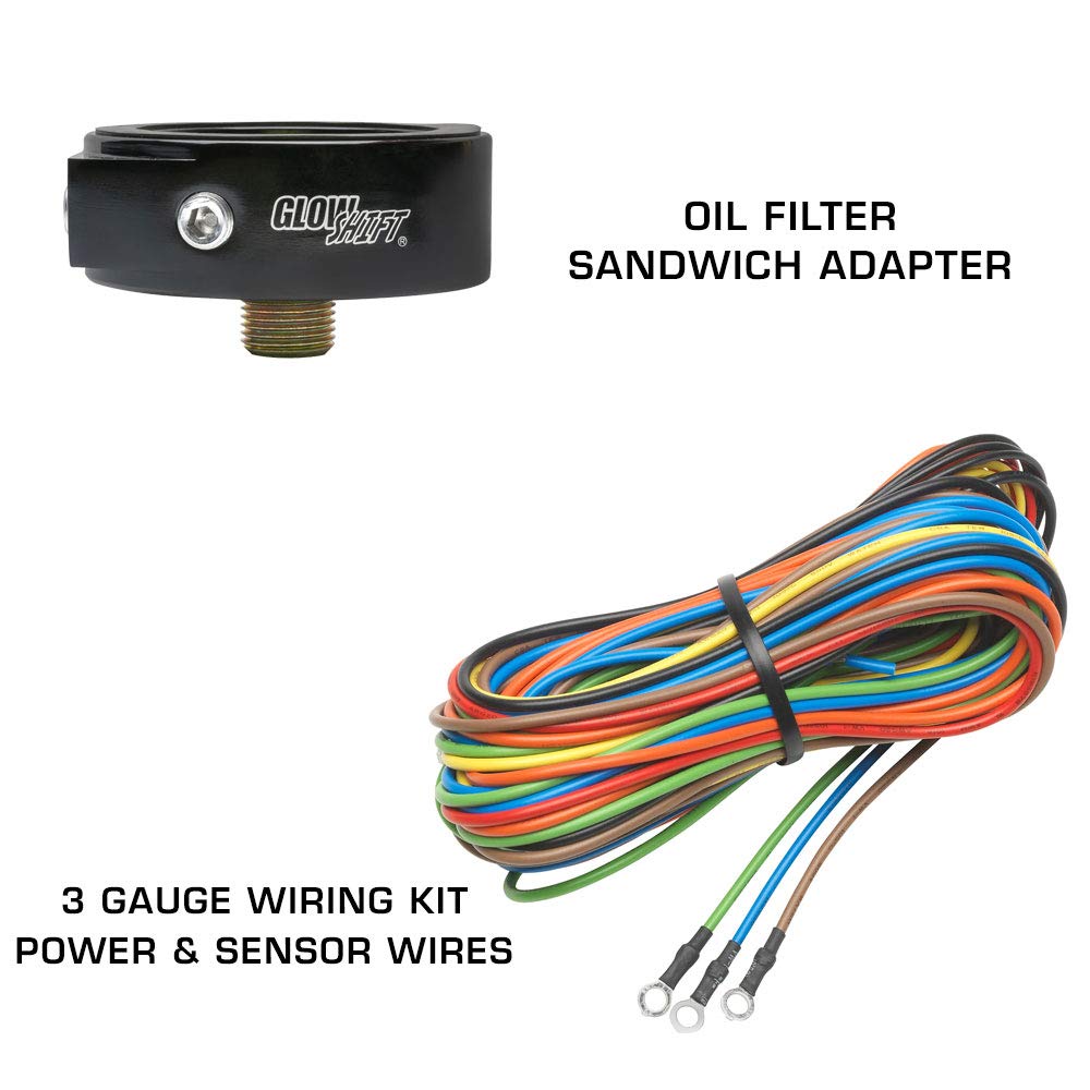 Black 7 Color 100 PSI Oil Pressure, Water Temperature & Transmission Temperature Gauges with Triple Pillar Pod H502024