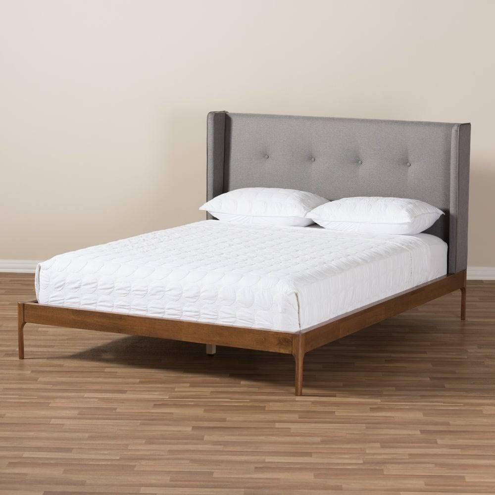 King Grey Fabric Platform Bed K1924