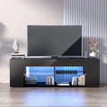 Black TV Stand with High Gloss LED Storage X173011