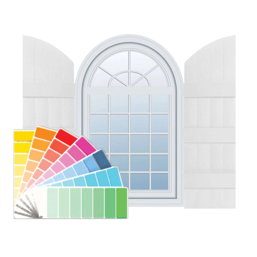 Vinyl Board-n-Batten Shutters with Archtop H373095