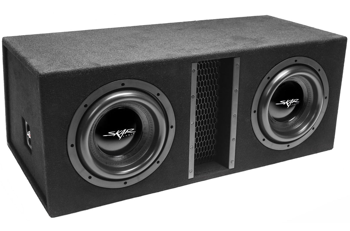 Dual 10 inch 4,000 Watt Vented Subwoofer Enclosure with Black Carpet J113