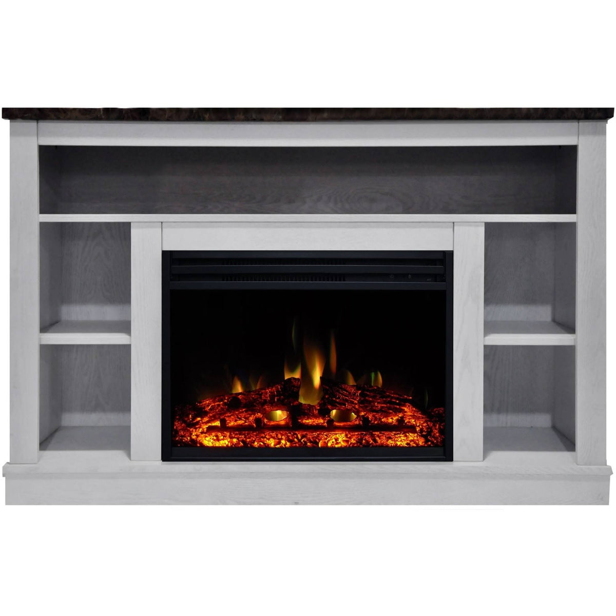 47 in. White Electric Fireplace Heater with TV Stand U94466