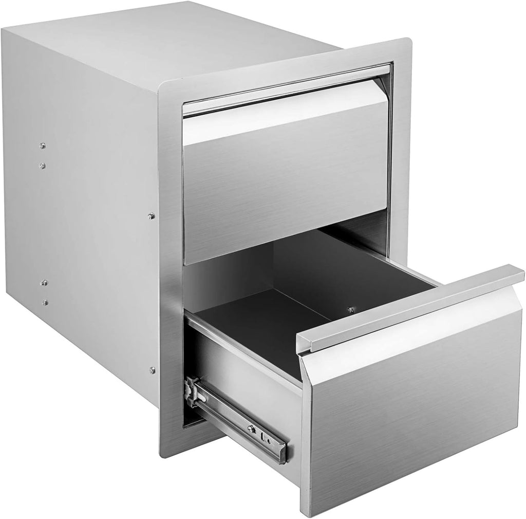 Stainless Steel Triple Access BBQ Drawers Box Frame Style Flush Mount Outdoor Kitchen Drawers B4401