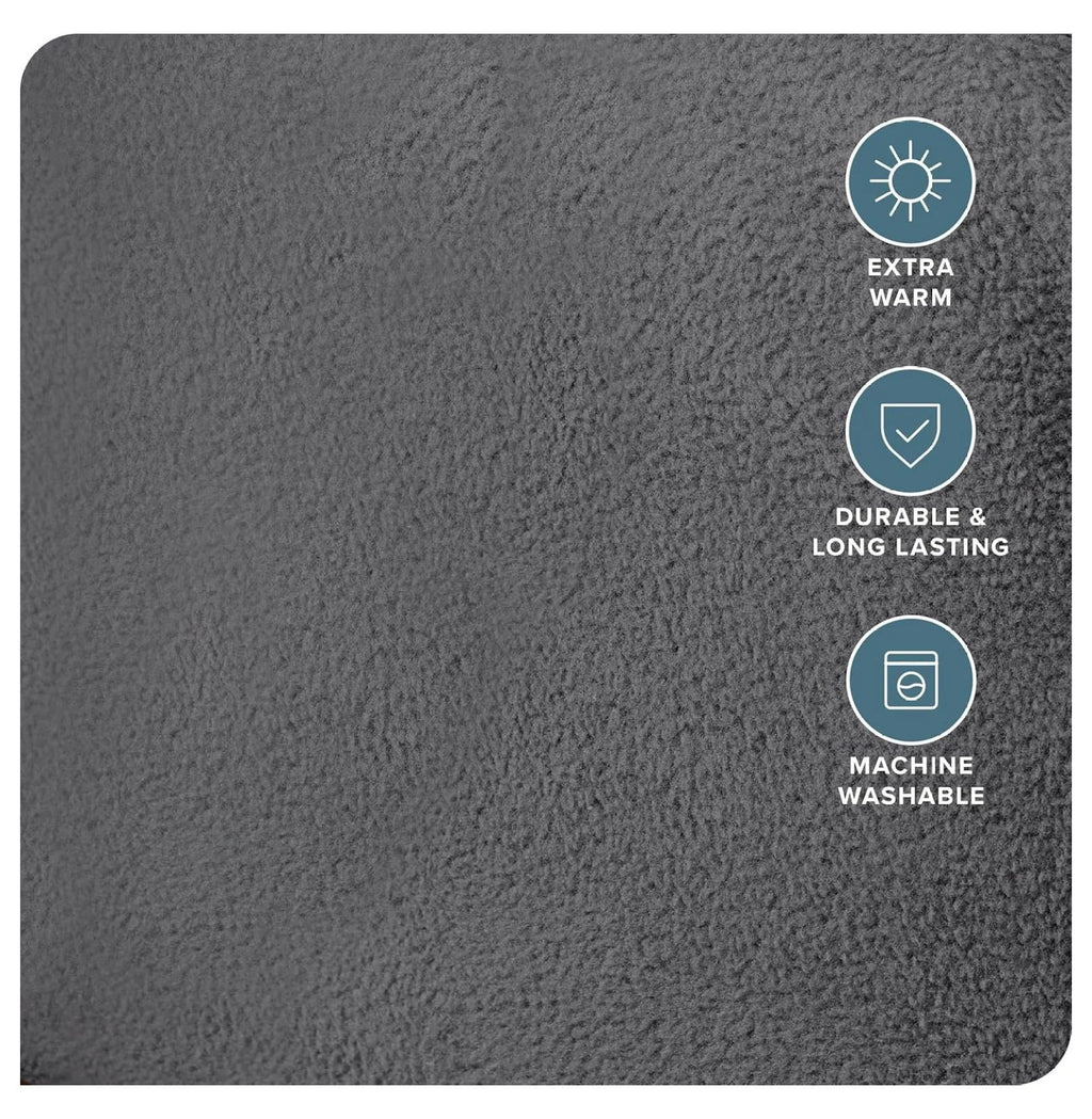 Full Size 2 Pack Fleece Fitted Sheet, Grey Q349067