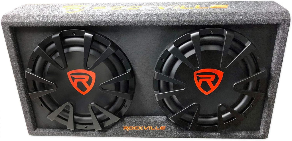 Dual 12 inches Slim Vented Powered Car Subwoofer Enclosure 2000 Watt W6671