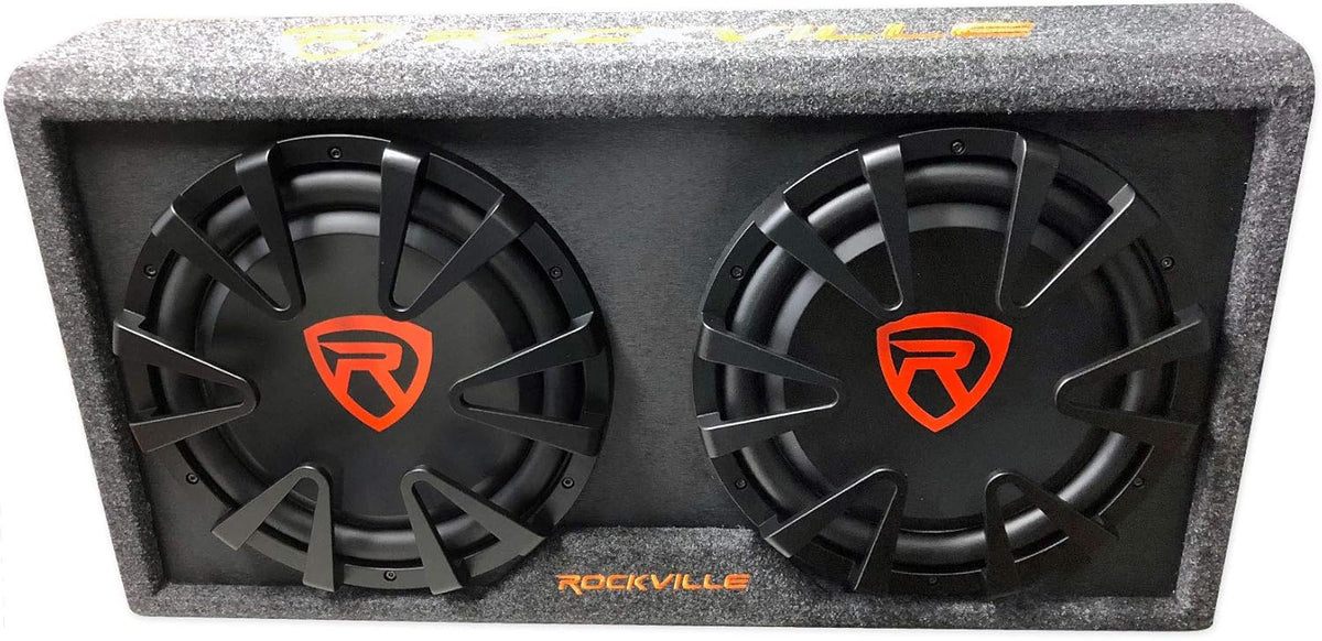 Dual 12 inches Slim Vented Powered Car Subwoofer Enclosure 2000 Watt W6671