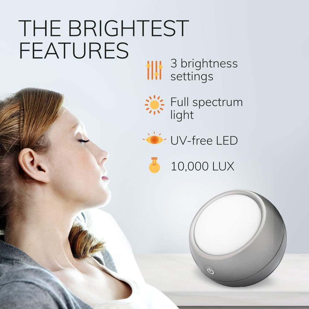 Light Therapy Lamp, UV-Free LED, 10,000 Lux, Full Spectrum, Light Grey N101079