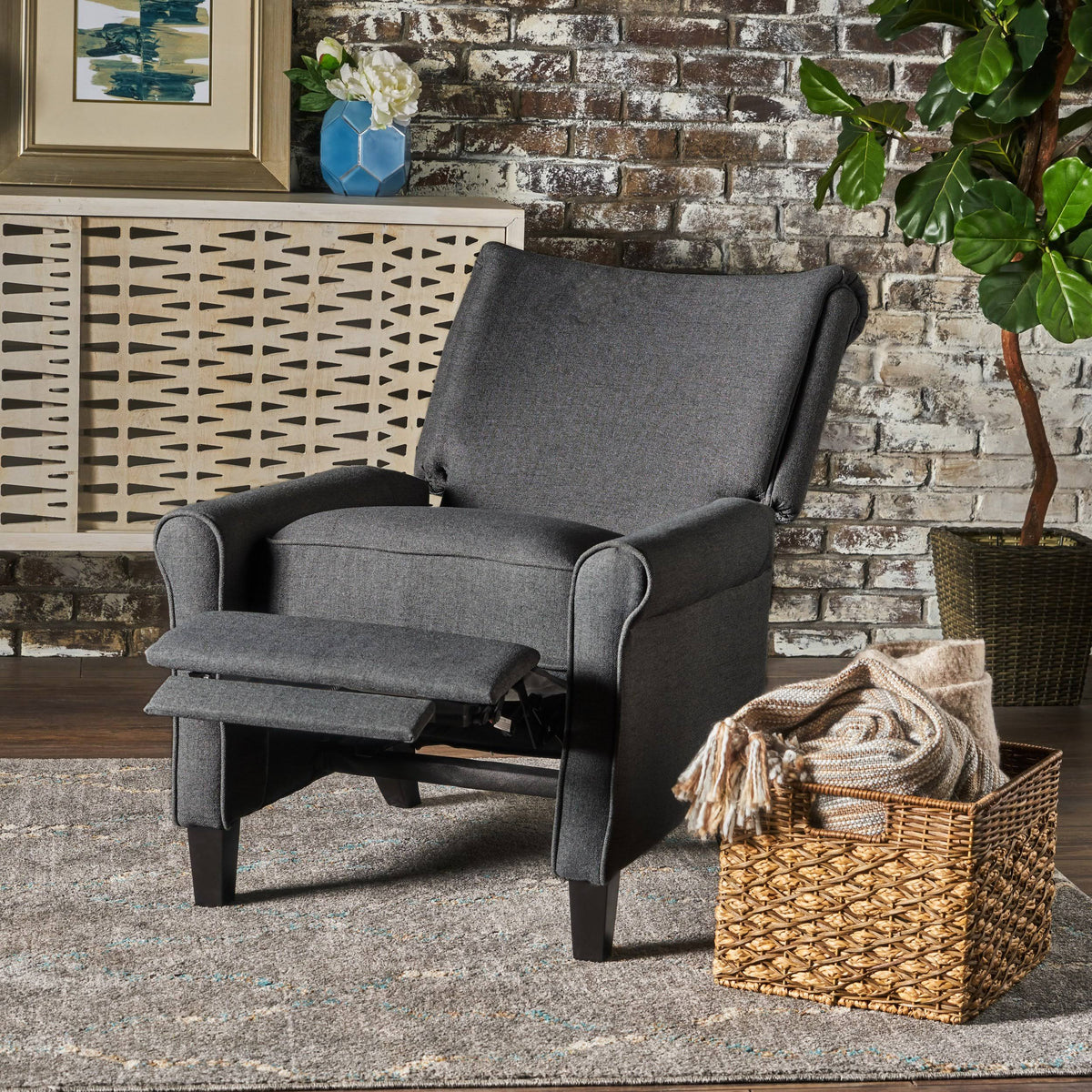 Charcoal Fabric Recliner Chair Q29038