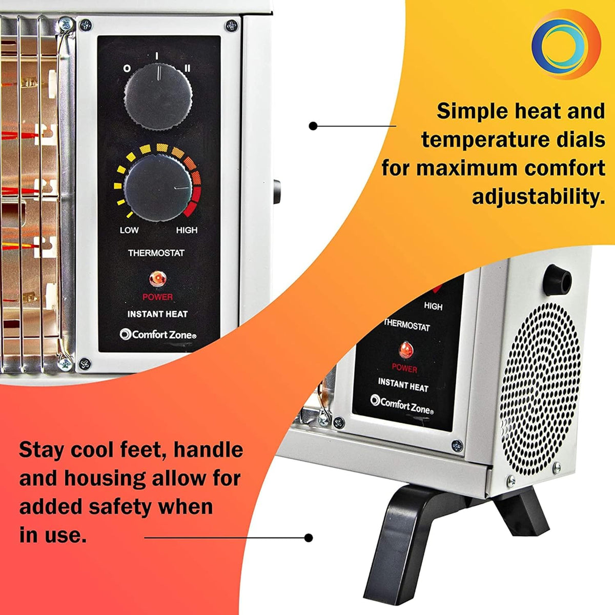 1500 Watt Portable Electric Radiant Space Heater, White, Pack of 2 K8440