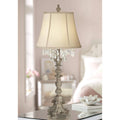 Crystal Antique White Candlestick Table Lamp with Beige Bell Shade R88300