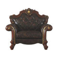 Chocolate Faux Leather Tufted Arm Chair E619