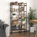 Rustic Industrial 5 Tiers Bookcase with Metal Frame C439