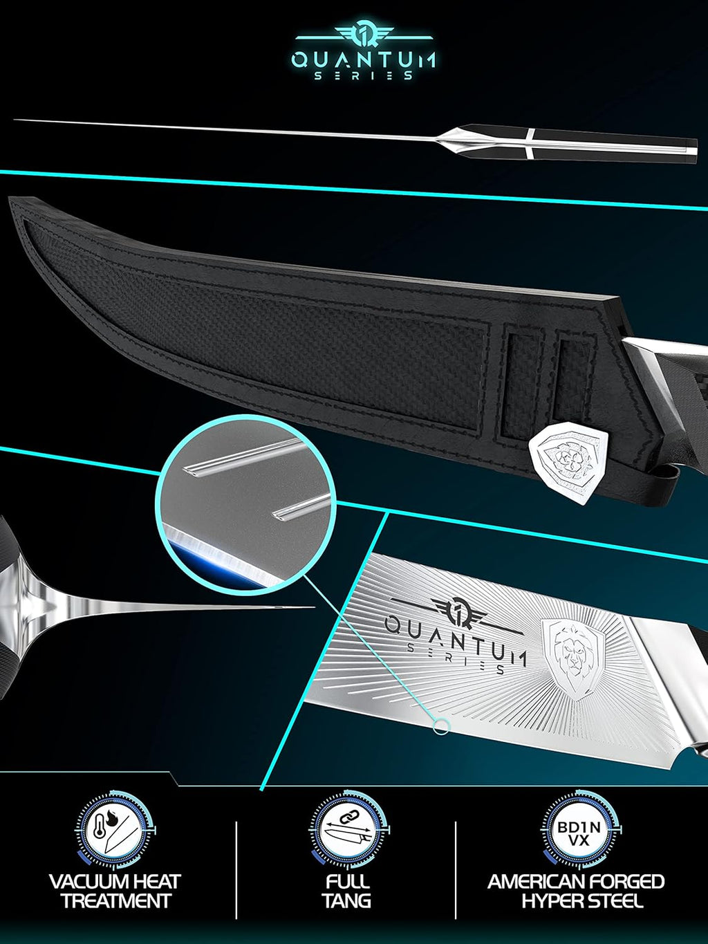 10 Butcher & Breaking Knife with Leather Sheath Q6873