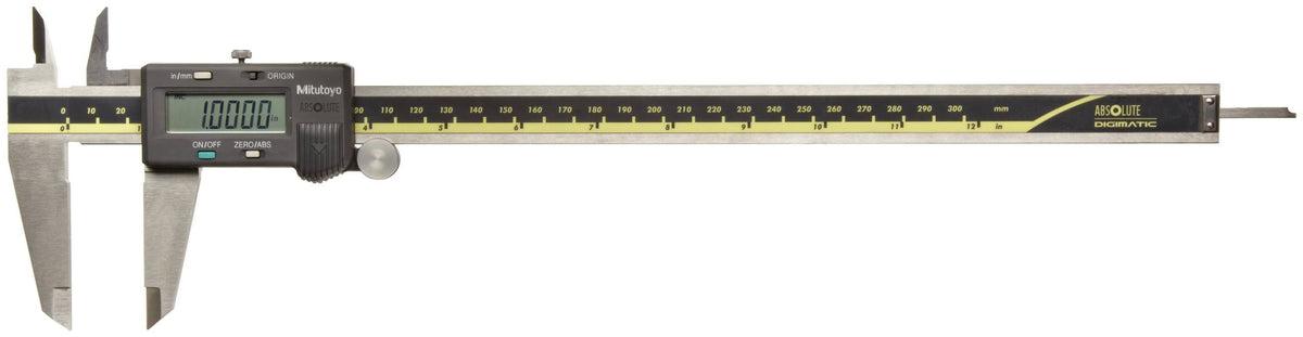 Mitutoyo Absolute Digimatic Caliper, Inch/Metric, Stainless Steel Jaws, 0-12x22 (0-300mm) Range L58241