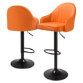 Orange Faux Leather Swivel Bar Stool Set of 2 with Backrest & Armrest R478978