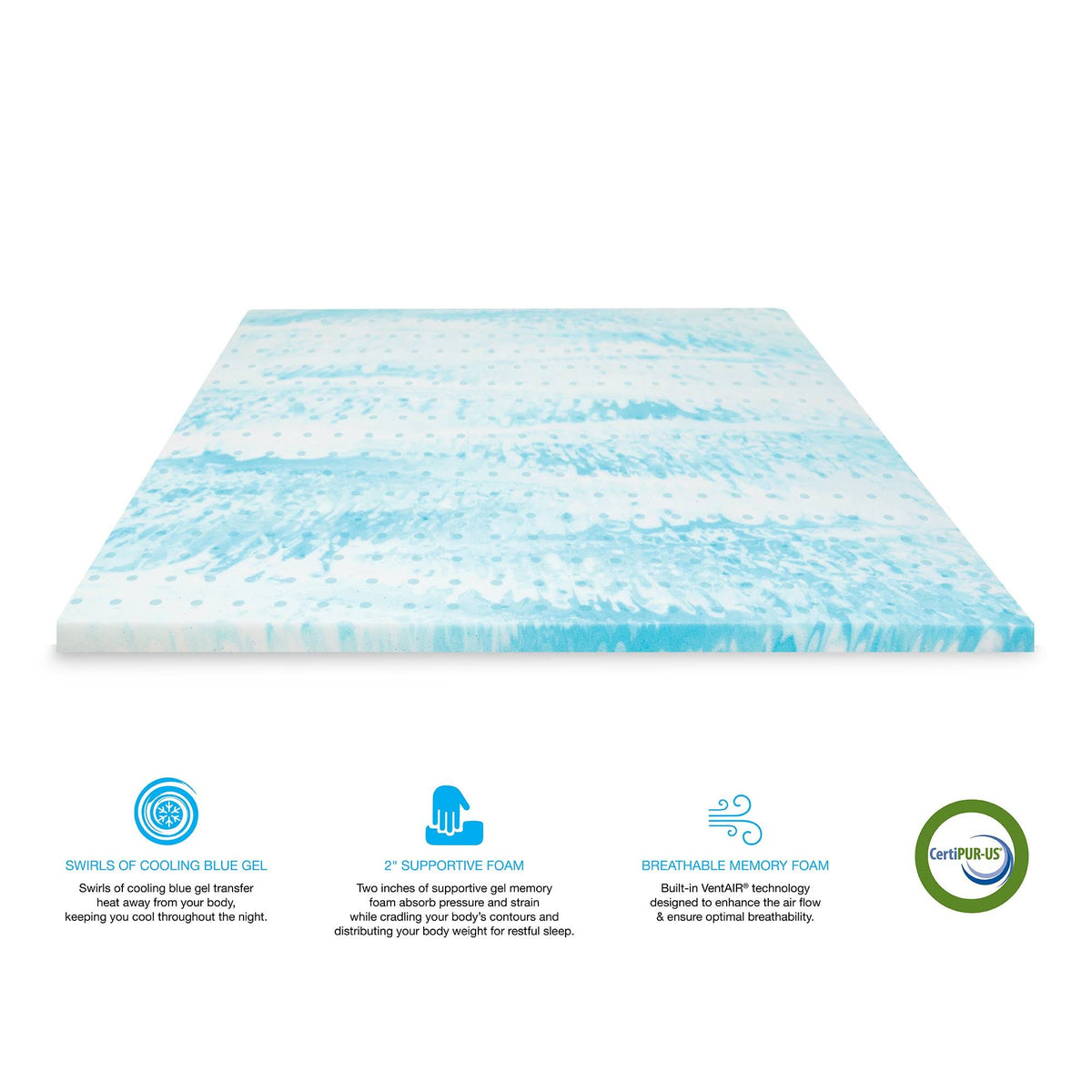 Gel Swirl Memory Foam King Mattress Topper U729