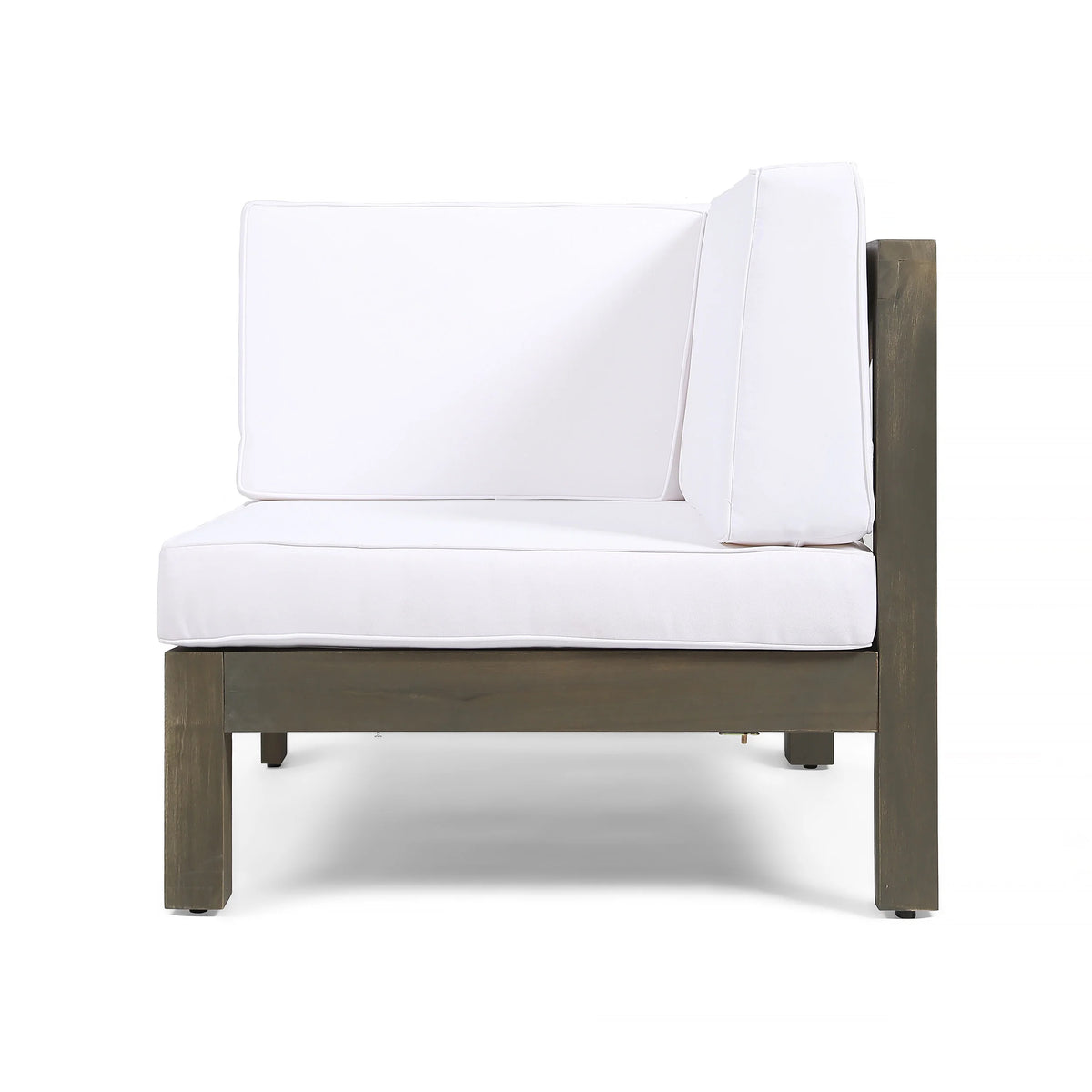 Gray and White Acacia Wood Sectional Loveseat with Coffee Table O300
