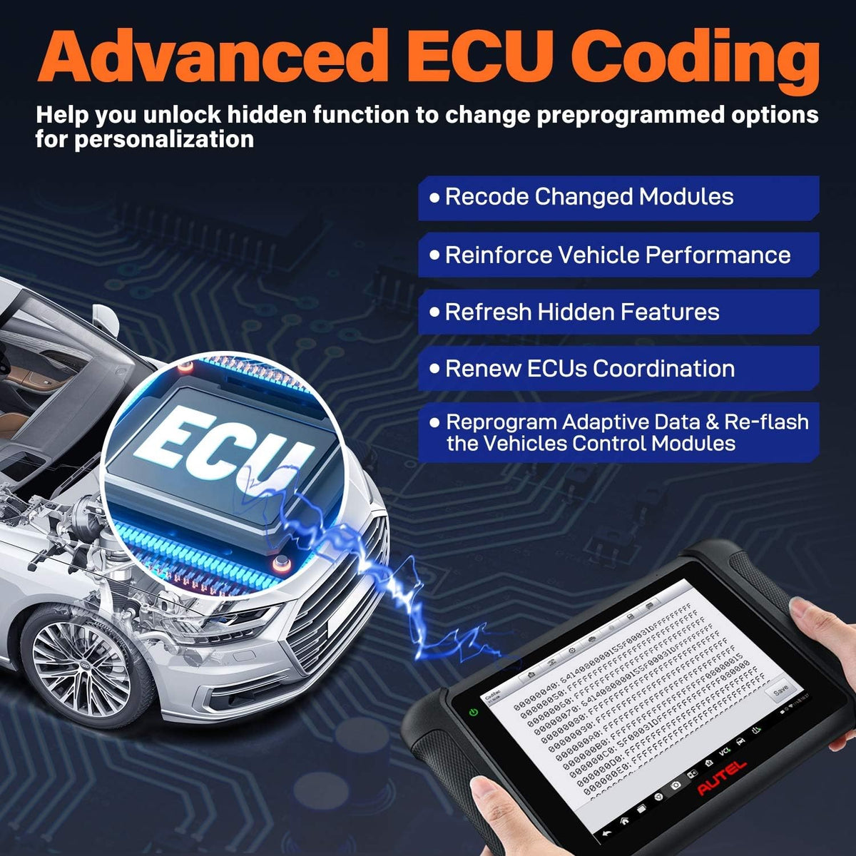 Autel MaxiSys MS906BT ECU Coding Bidirectional Control All System Diagnostics J33728