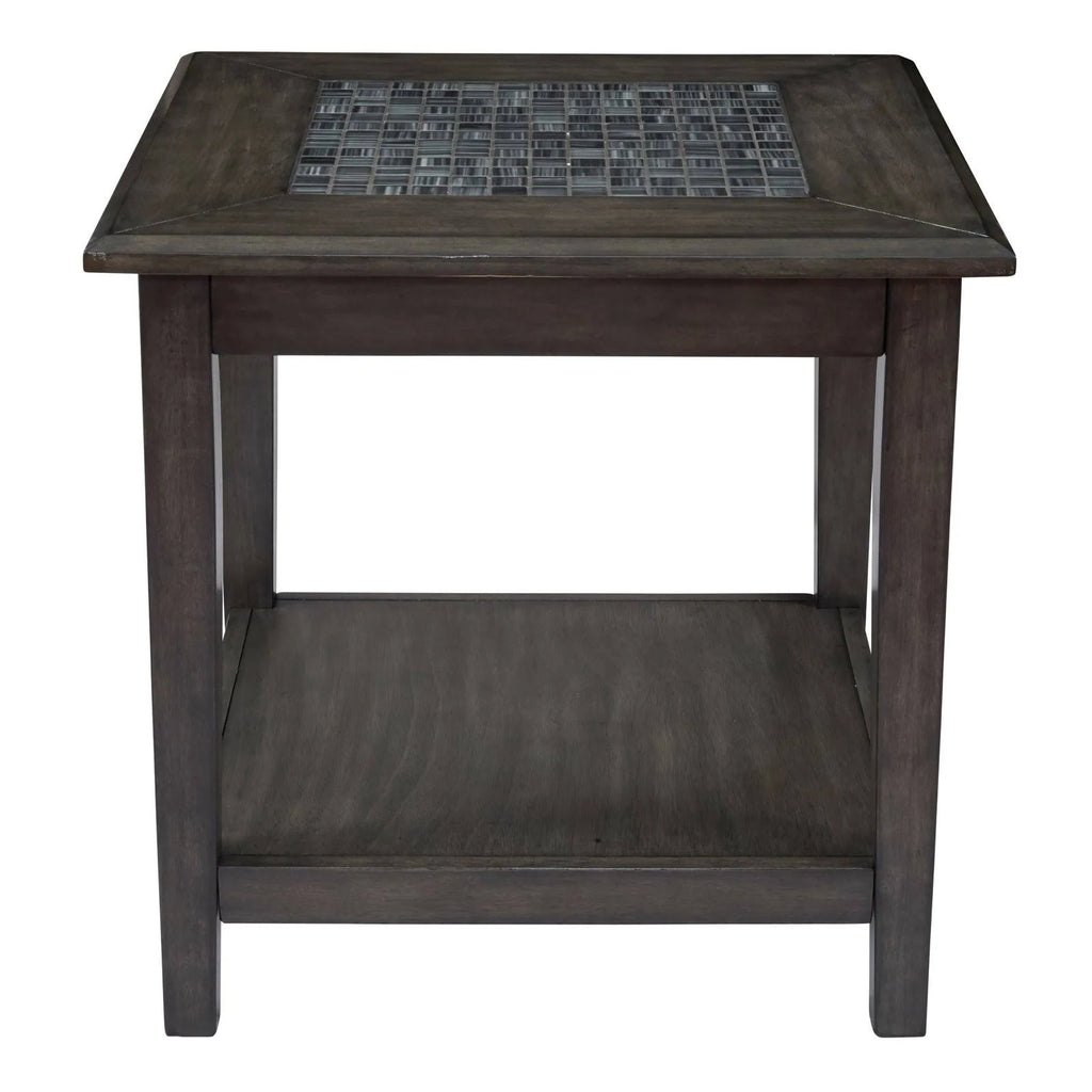 Grey Mosaic Tiled Top End Table B6538