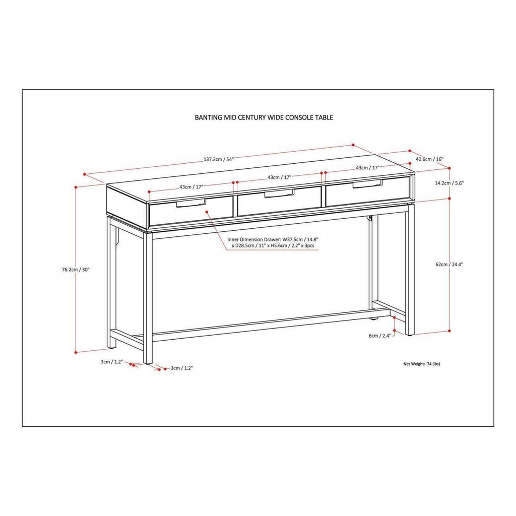Brown Wide Console Table Y2492