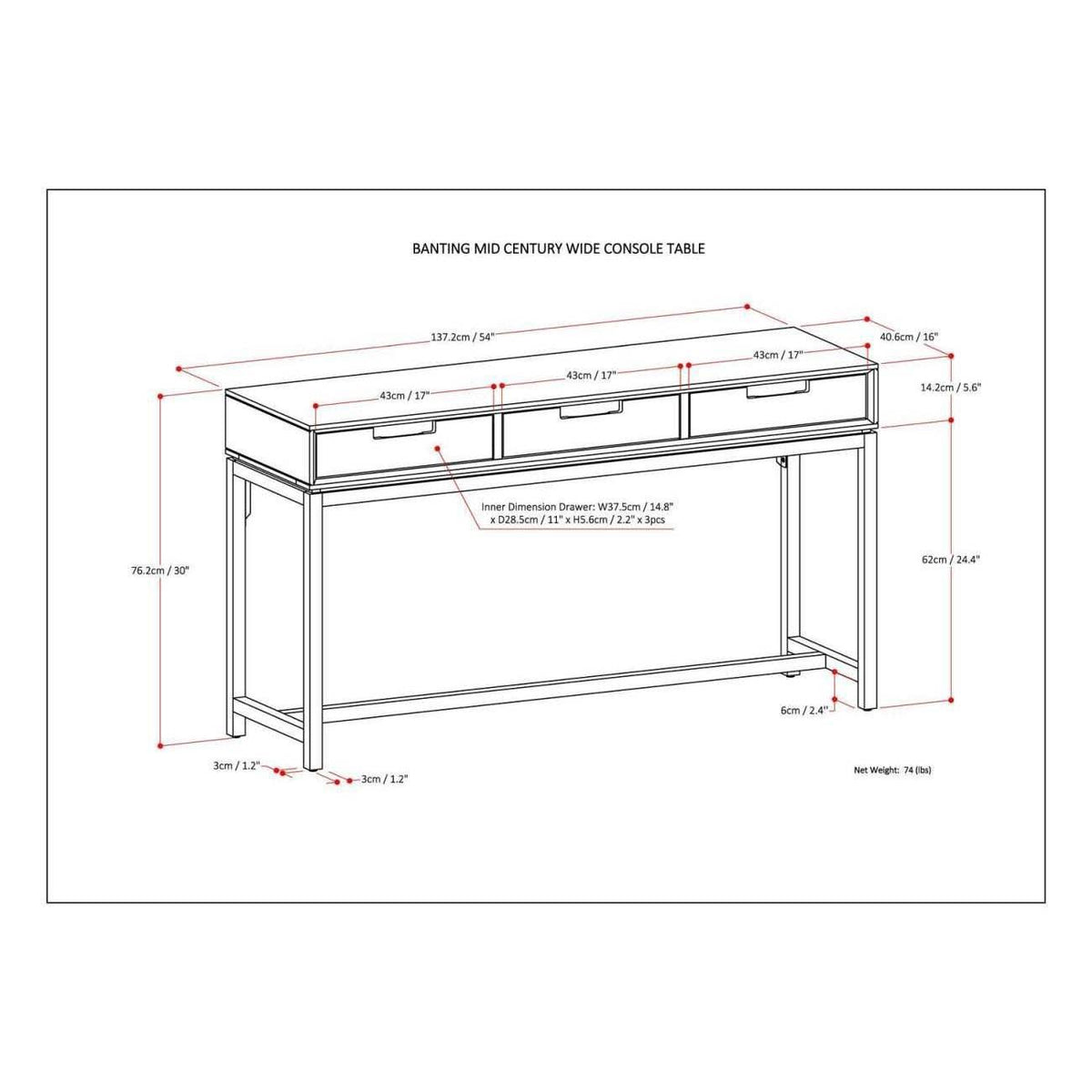 Brown Wide Console Table Y2492