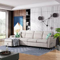 Beige Linen Blend Reversible Modular Sofa and Chaise K8451