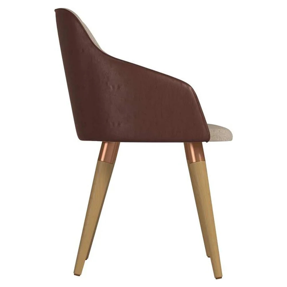 Brown Fabric Leather Accent Chair Set of 2 K589