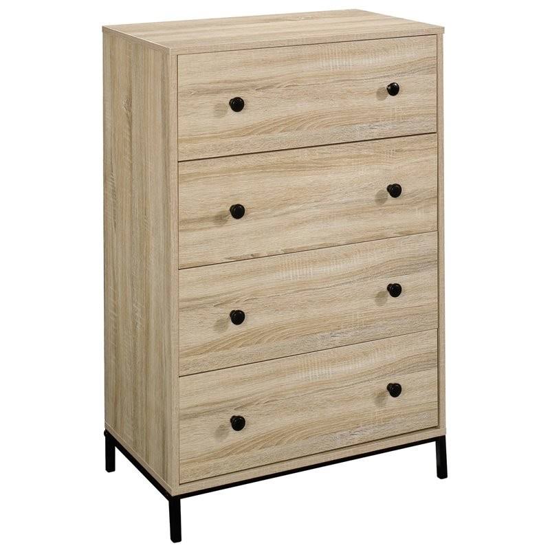 4-Drawer Tall Wood Bedroom Chest in Charter Oak B682