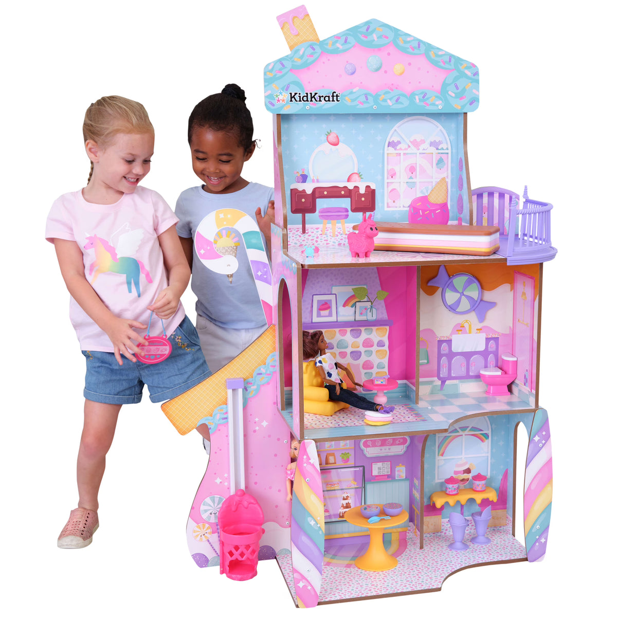 Wooden Dollhouse with Elevator 28 Accessories D777