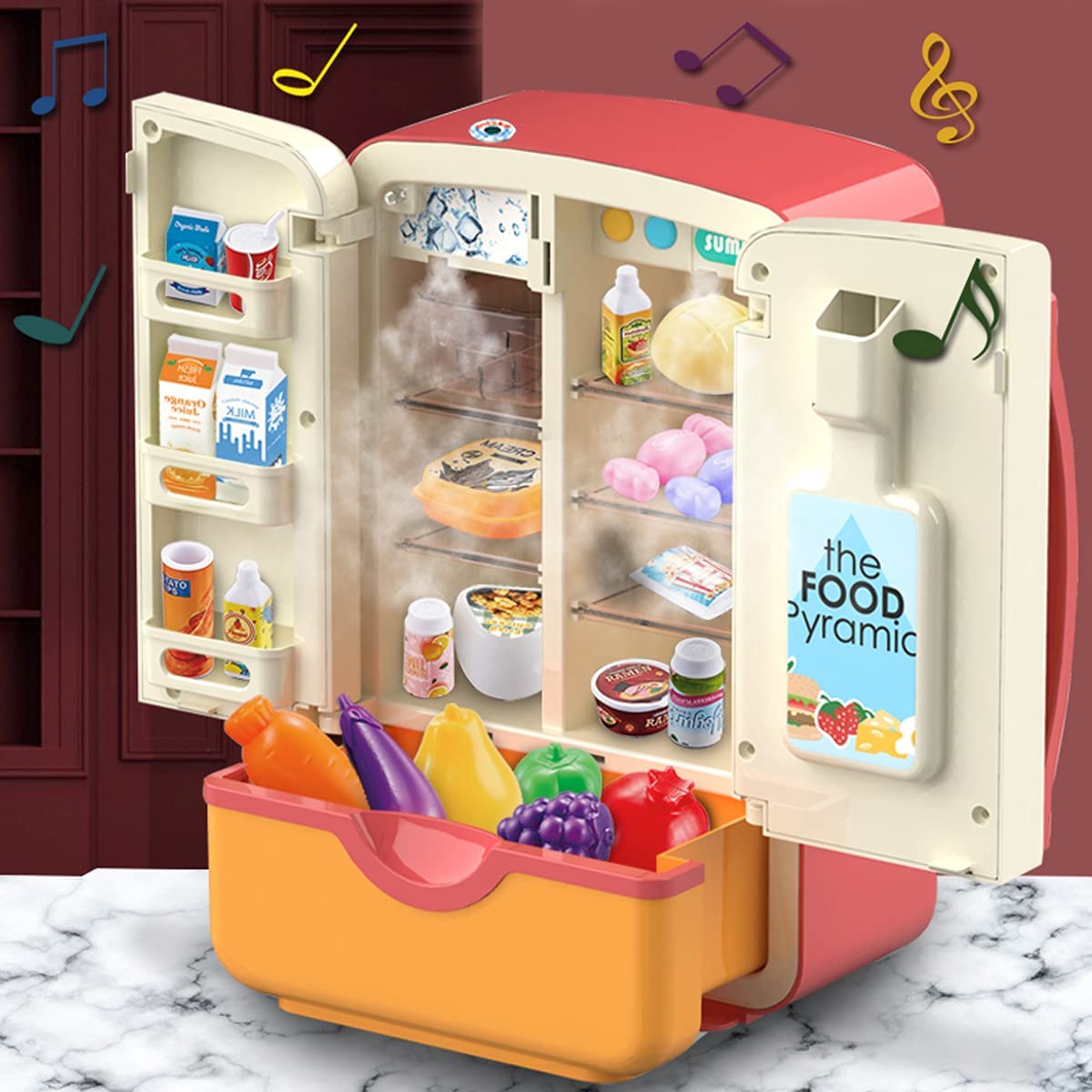 Blue/Pink Kids Simulation Refrigerator Pretend Play Toy F756