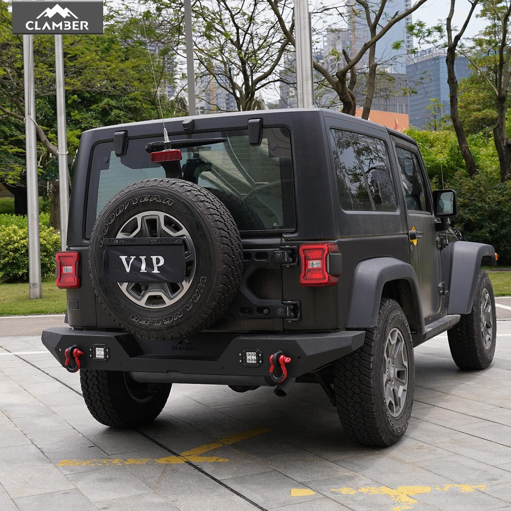 Full-Width Textured Black Rear Bumper with 2PCS LED Flood Lights Y627